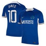 Chelsea WSL Nike Home Stadium Sponsored Shirt 2023-24 with James 10 printing