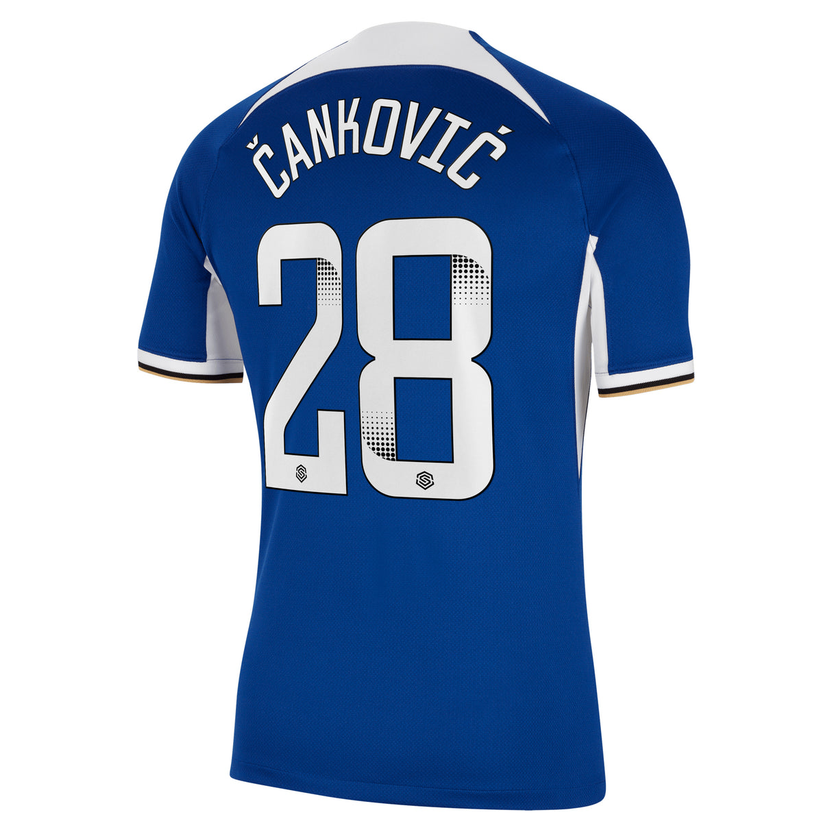 Chelsea WSL Nike Home Stadium Sponsored Shirt 2023-24 with Čanković 28 printing