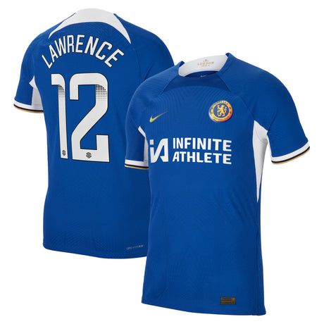 Chelsea WSL Home Vapor Match Sponsored Shirt 2023-24 with Lawrence 12 printing - Kit Captain