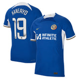 Chelsea WSL Home Vapor Match Sponsored Shirt 2023-24 with Kaneryd 19 printing - Kit Captain