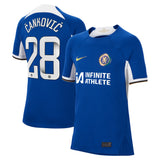 Chelsea WSL Nike Home Stadium Sponsored Shirt 2023-24 - Kids with Čanković 28 printing