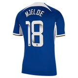 Chelsea WSL Nike Home Stadium Sponsored Shirt 2023-24 with Mjelde 18 printing