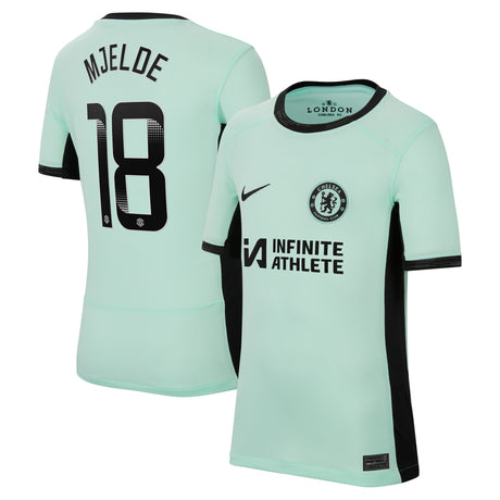 Chelsea WSL Third Stadium Sponsored Shirt 2023-24 - Kids with Mjelde 18  printing - Kit Captain