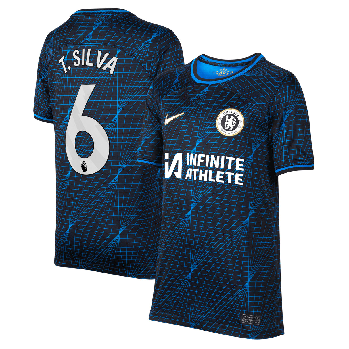 Chelsea Nike Away Stadium Sponsored Shirt 2023-24 - Kids with Silva 6 printing