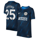 Chelsea Nike Away Stadium Sponsored Shirt 2023-24 - Kids with Caicedo 25 printing