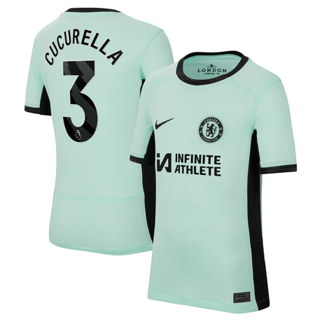 Chelsea Third Stadium Sponsored Shirt 2023-24 - Kids with Cucurella 3 printing - Kit Captain