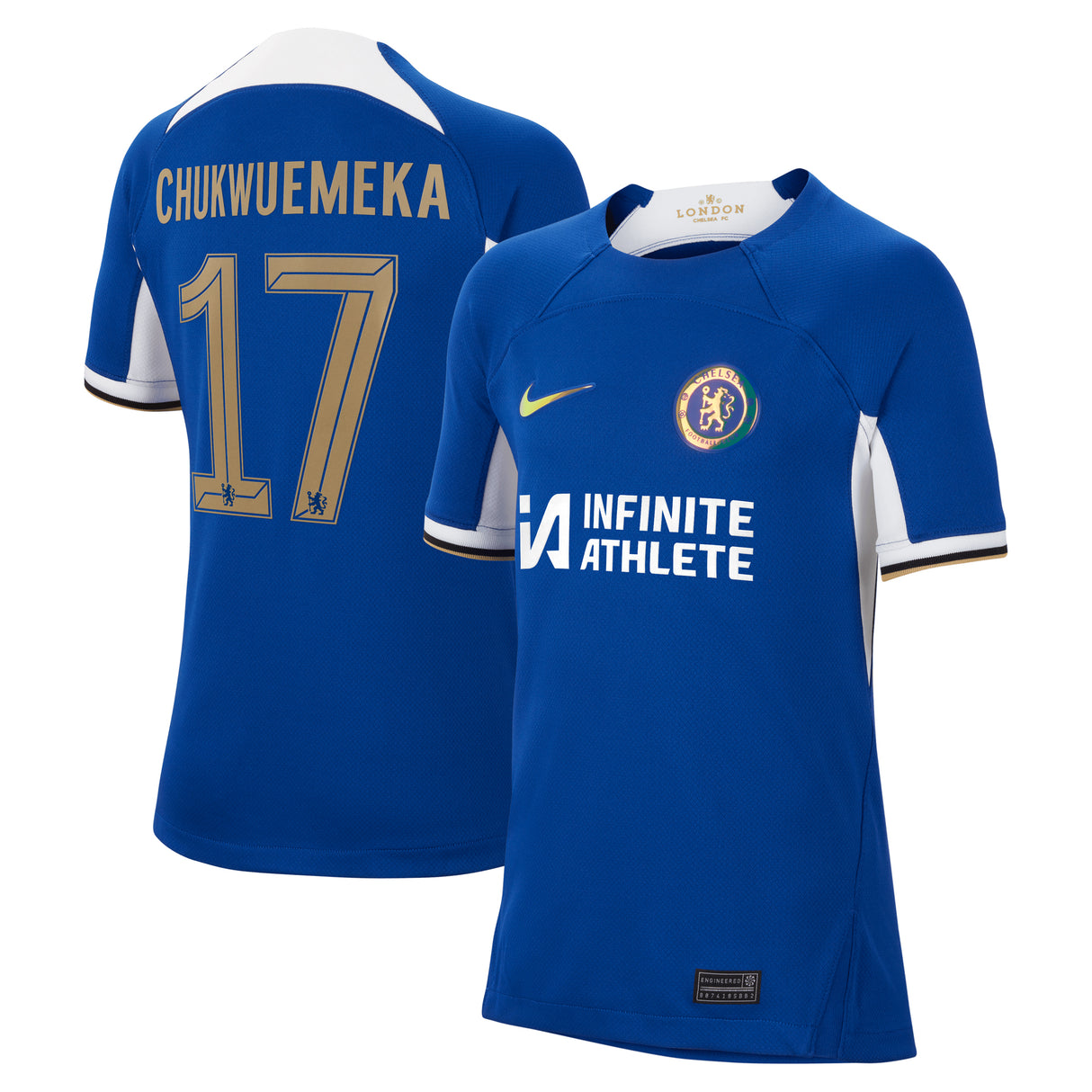 Chelsea Cup Nike Home Stadium Sponsored Shirt 2023-24 - Kids with Chukwuemeka 17 printing