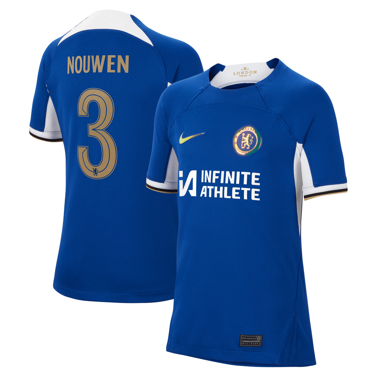 Chelsea Cup Nike Home Stadium Sponsored Shirt 2023-24 - Kids with Nouwen 3 printing