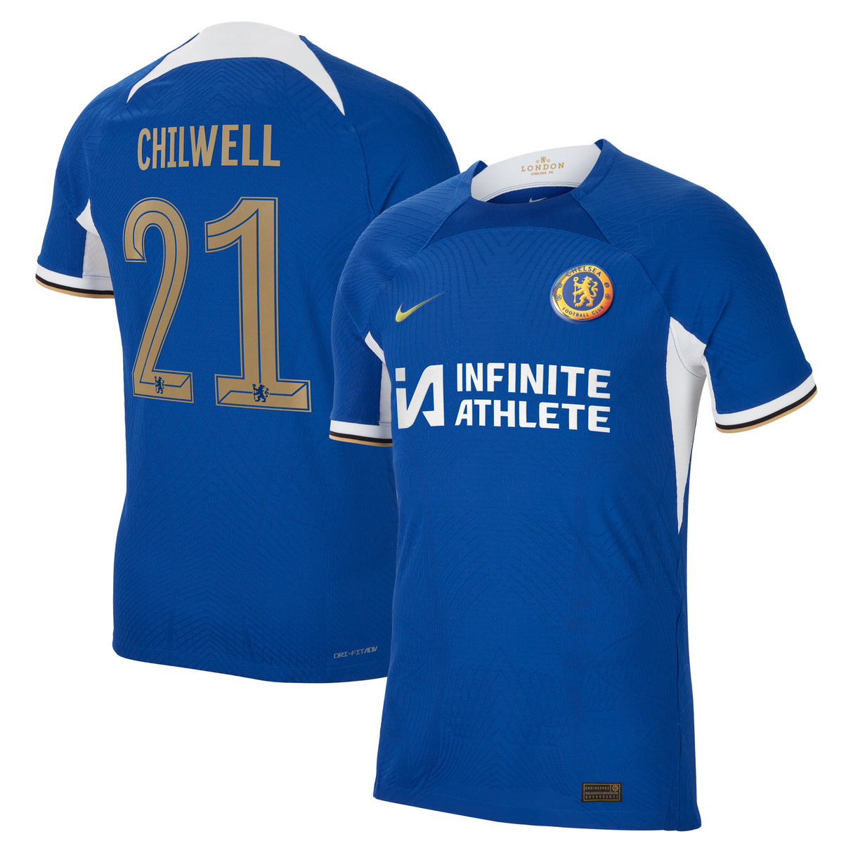 Chelsea Cup Home Vapor Match Sponsored Shirt 2023-24 with Chilwell 21 printing - Kit Captain