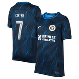 Chelsea Nike Cup Away Stadium Sponsored Shirt 2023-24 - Kids with Carter 7 printing