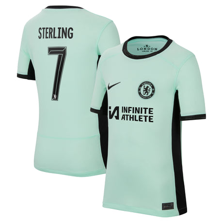 Chelsea Cup Third Stadium Sponsored Shirt 2023-24 - Kids with Sterling 7 printing - Kit Captain