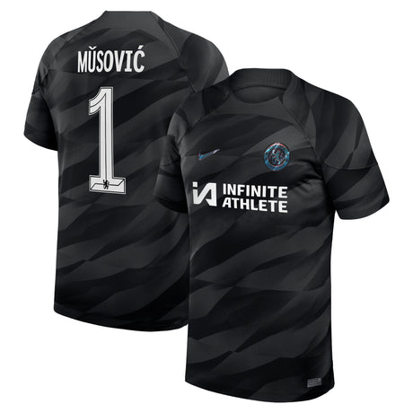 Chelsea Cup Nike Goalkeeper Stadium Sponsored Shirt 2023-24 with Mušović 1 printing