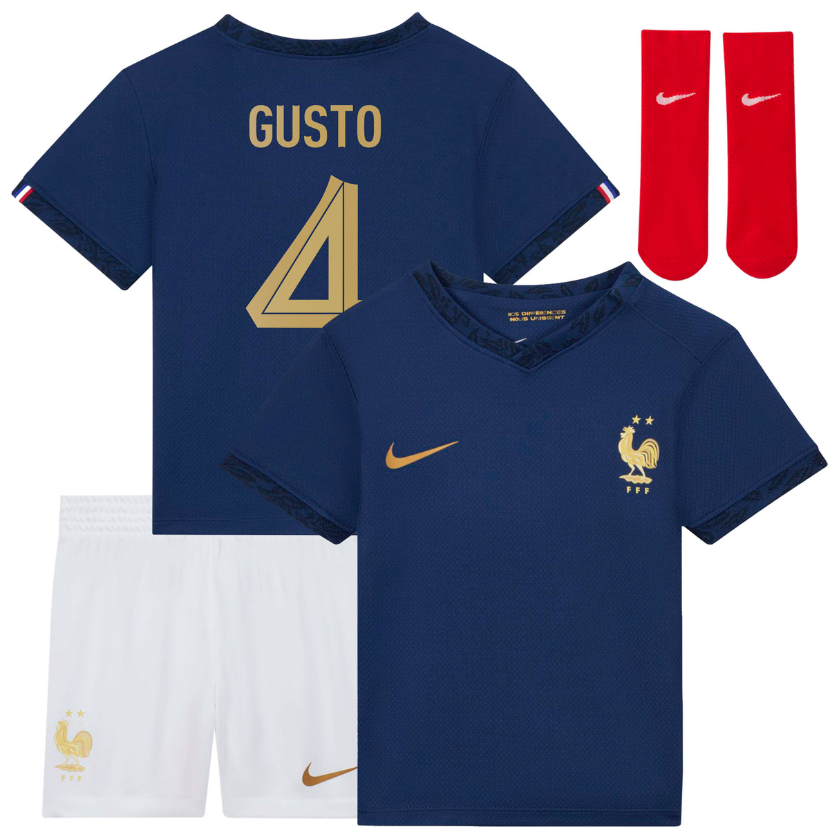 France Home Stadium Kit 2022 - Infant with Gusto 4 printing - Kit Captain