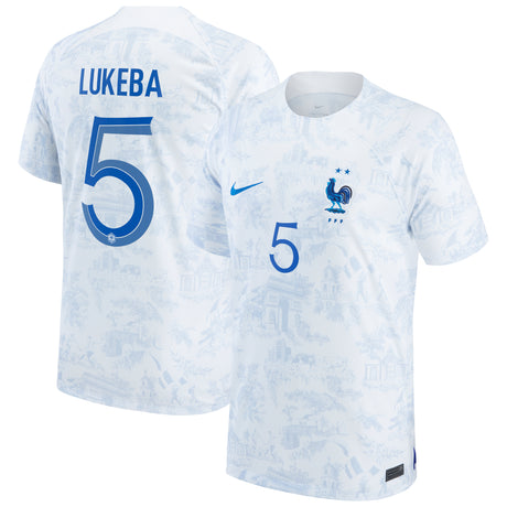 France Away Stadium Shirt 2022 - Kids with Lukeba 5 printing - Kit Captain