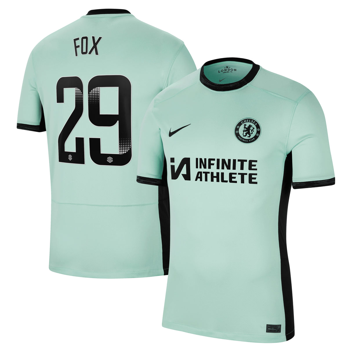 Chelsea WSL Nike Third Stadium Sponsored Shirt 2023-24 with Fox 29 printing