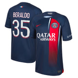 Paris Saint-Germain Nike Home Stadium Shirt 2023-24 - Kids with Beraldo 35 printing