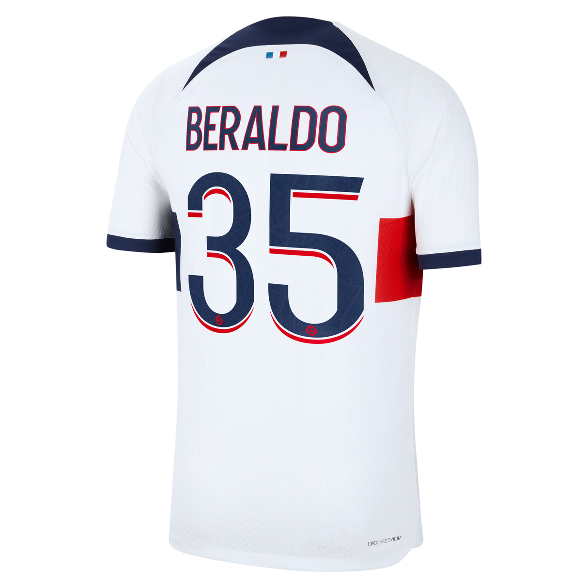 Paris Saint-Germain Nike Away Dri Fit Adv Match Shirt 2023-24 with Beraldo 35 printing