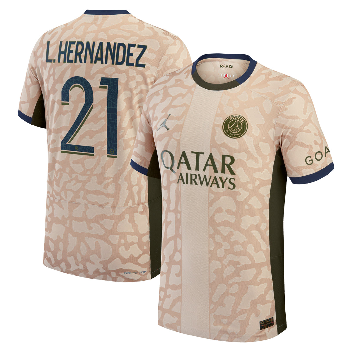 PSG Jordan Fourth Dri-FIT ADV Match Shirt 23/24 with Hernandez 21 printing