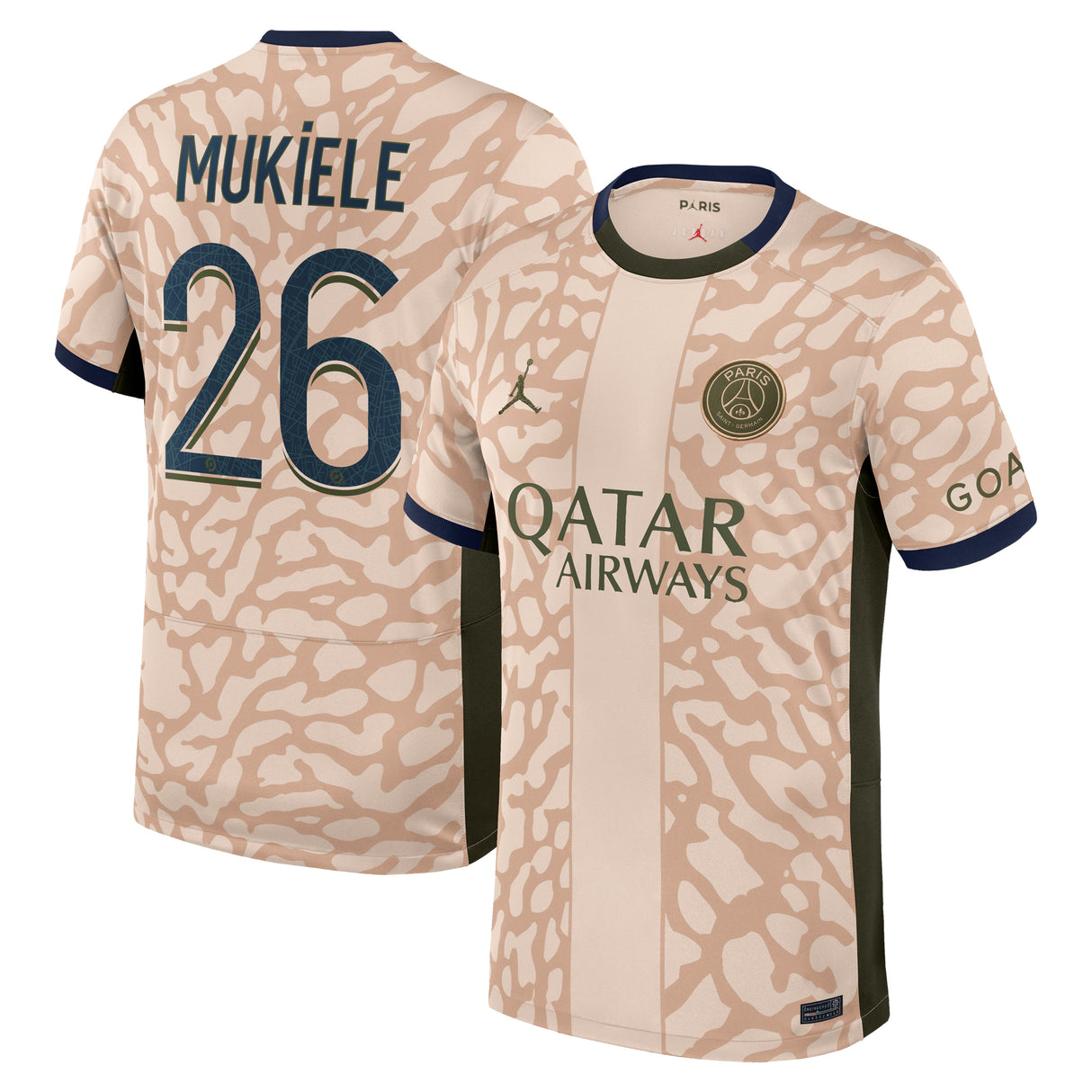 PSG Jordan Fourth Stadium Shirt 23/24 with Mukiele 26 printing