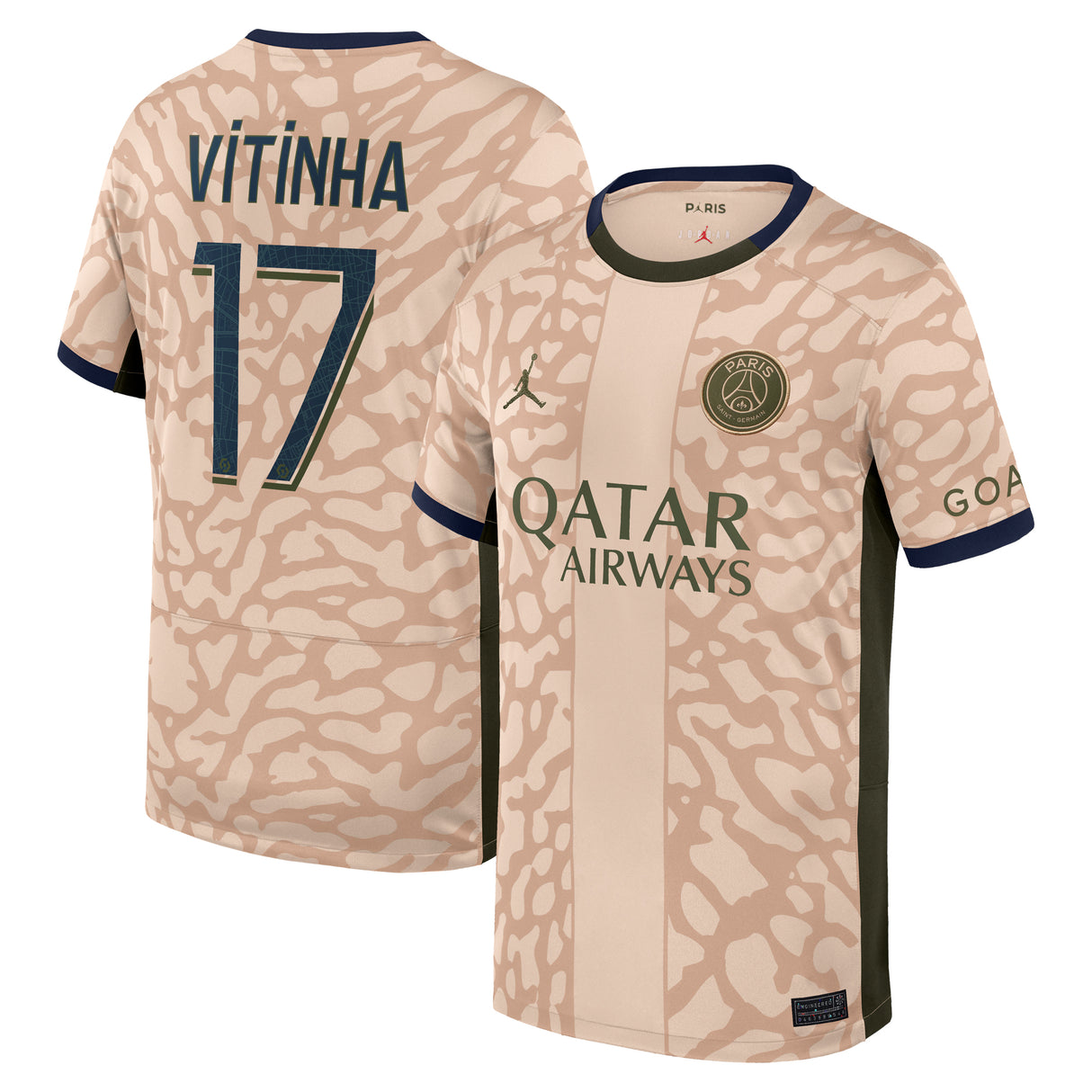 PSG Jordan Fourth Stadium Shirt 23/24 - Kids with Vitinha 17 printing