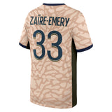 PSG Jordan Fourth Stadium Shirt 23/24 - Kids with Zaïre-Emery 33 printing