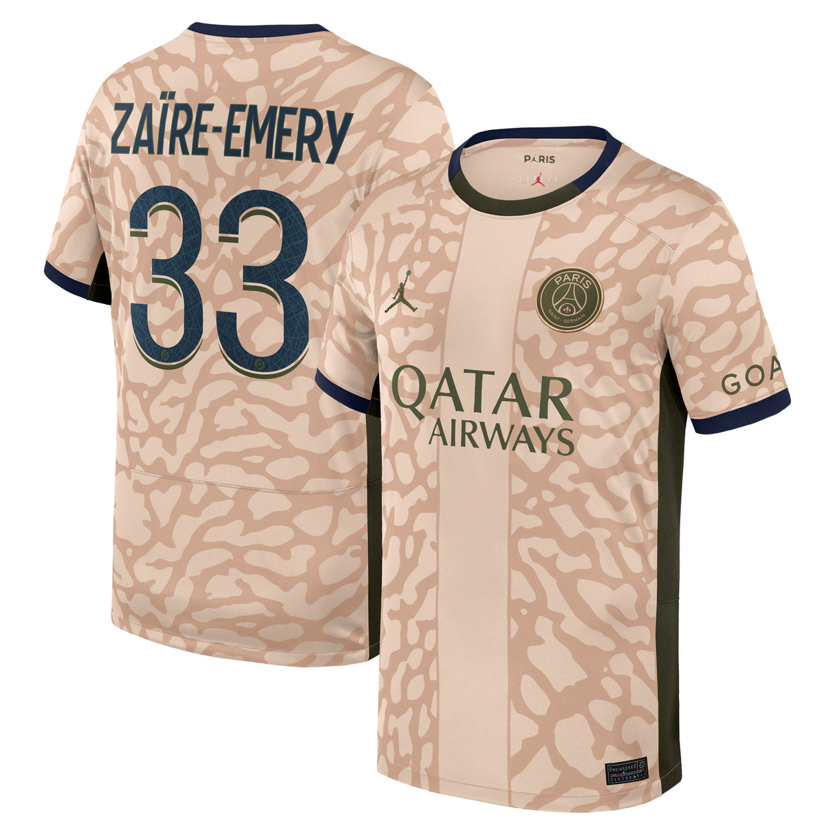 PSG Jordan Fourth Stadium Shirt 23/24 - Kids with Zaïre-Emery 33 printing