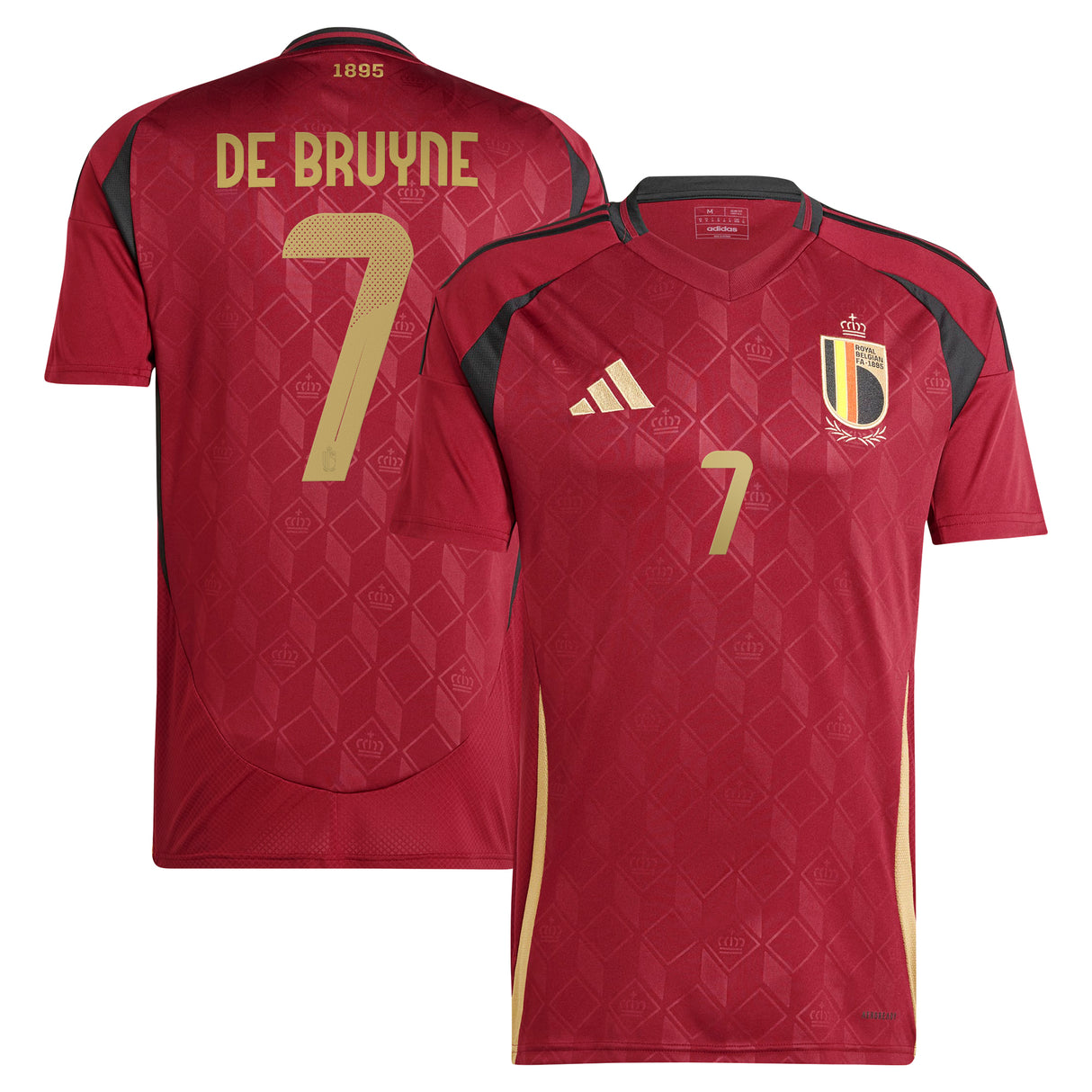 Belgium FA adidas Home Shirt 2024 with De Bruyne 7 printing