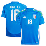 Italy adidas Home Shirt 2024 - Kids with Barella 18 printing