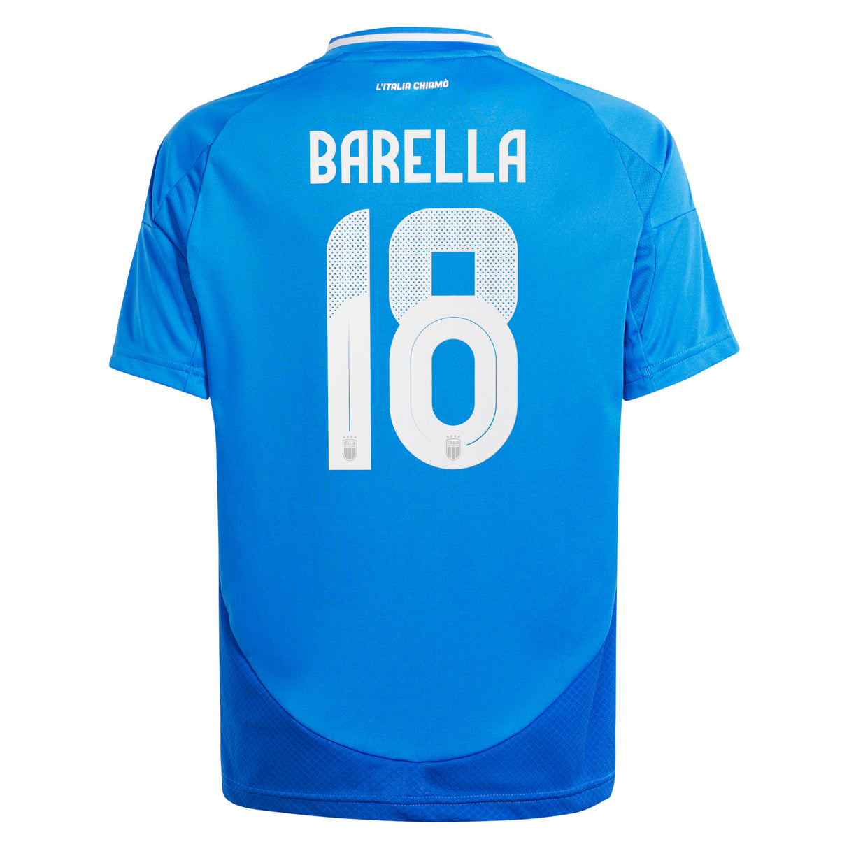 Italy adidas Home Shirt 2024 - Kids with Barella 18 printing