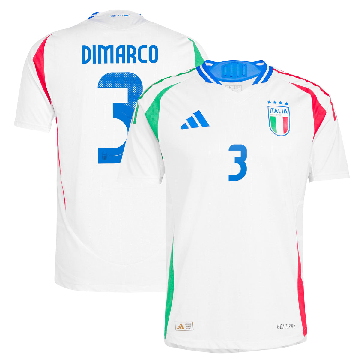 Italy adidas Away Authentic Shirt 2024 with DiMarco 3 printing