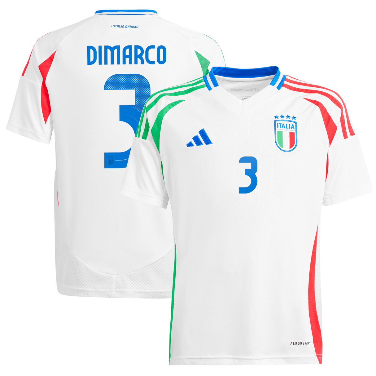 Italy adidas Away Shirt 2024 - Kids with DiMarco 3 printing